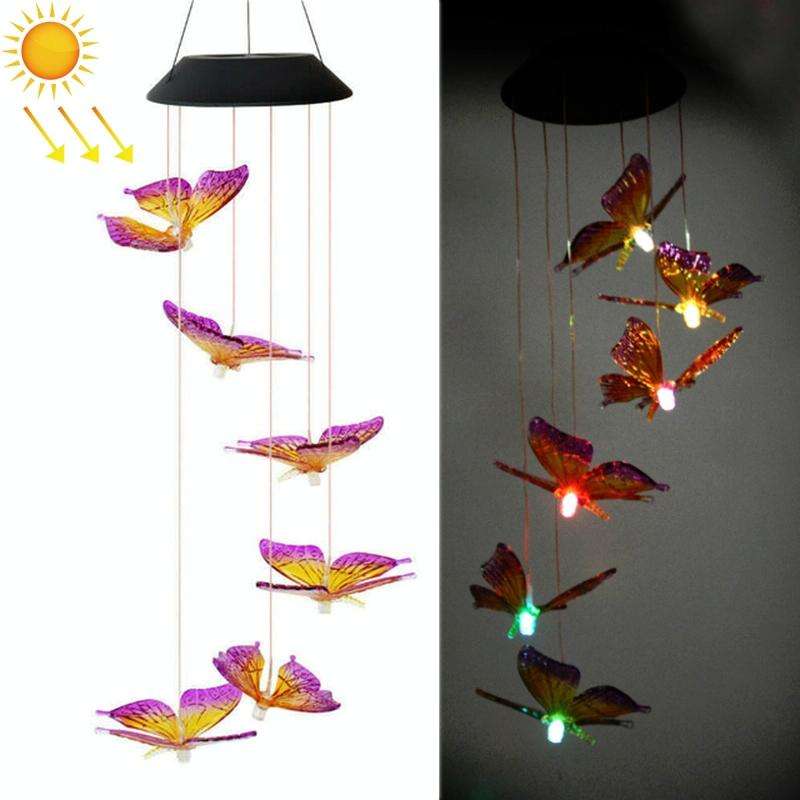 Outdoor Solar Wind Chime Lamp Courtyard Garden Decoration Led Landscape Lamp Ornaments, Style:Col...