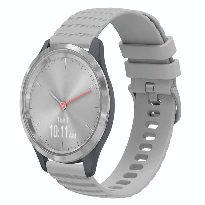 For Garmin Vivomove 3S 18mm Wavy Dotted Solid-Color Silicone Watch Band(Gray)