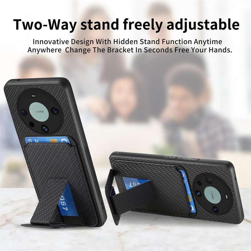 For Honor Magic4 Pro Carbon Fiber Card Bag Fold Stand Phone Case(Black)