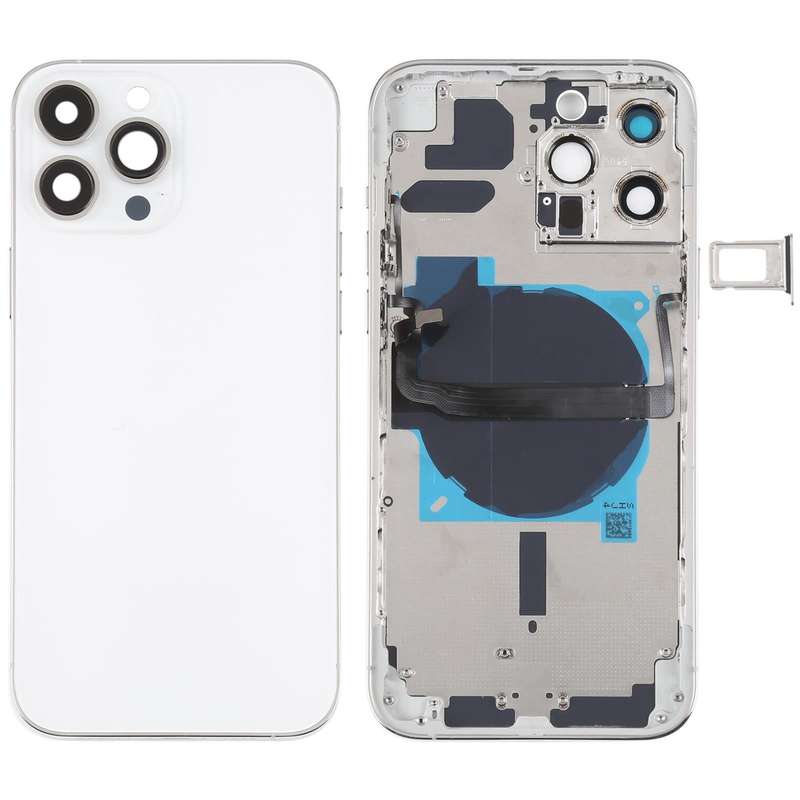 For iPhone 13 Pro Max Battery Back Cover with Side Keys & Card Tray & Power + Volume Flex Cable &...