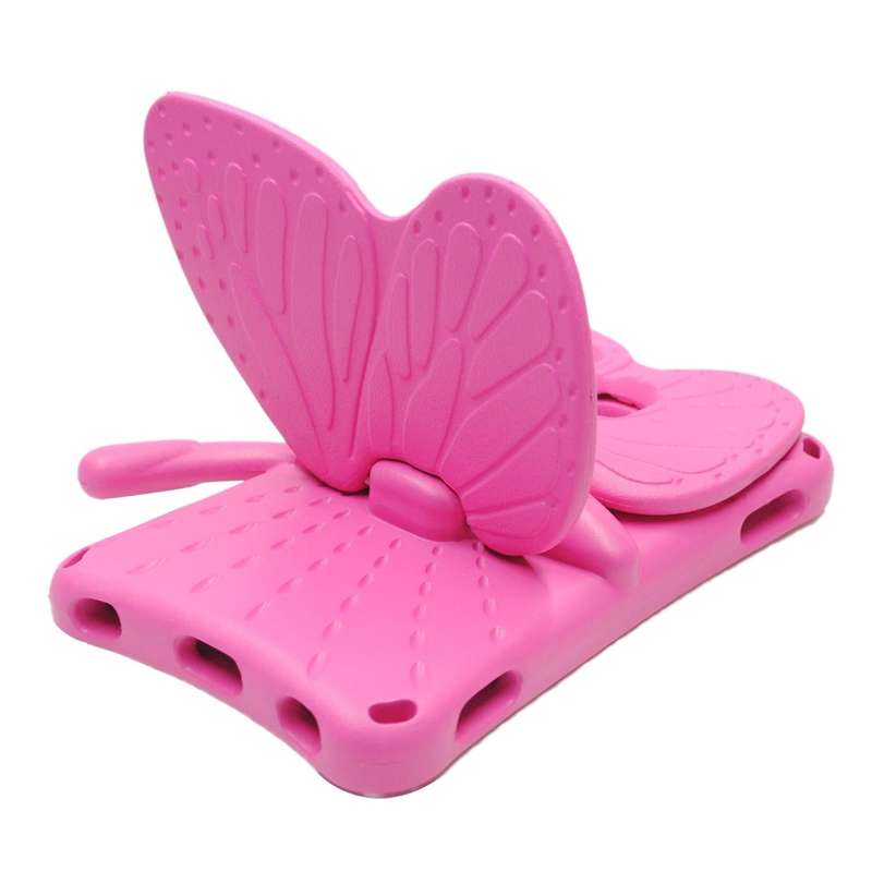 For Samsung Galaxy Tab A9 8.7 X110/X115 Butterfly Bracket Kids EVA Shockproof Tablet Case(Rose Red)