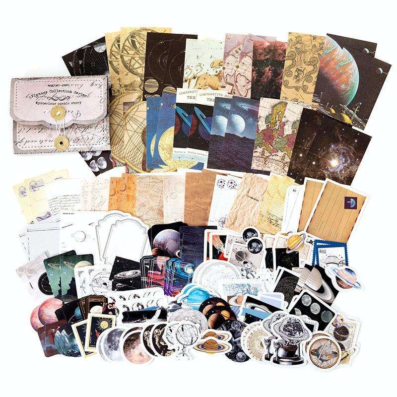 MMK17F Vintage Sticky Note Stickers DIY Handbook Material Set(Universe)