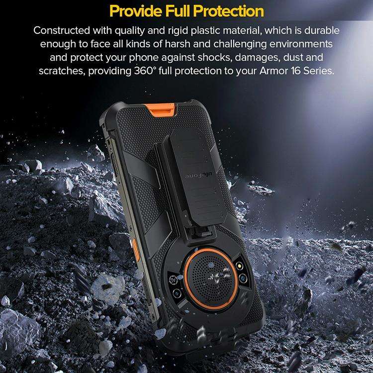 For Ulefone Power Armor 16 Pro Ulefone Back Clip Phone Case with Carabiner(Black)