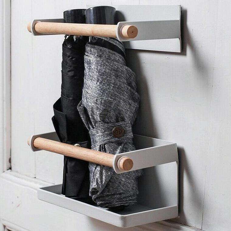 Umbrella Storage Rack Magnetic Iron Suction Wall Hanging Umbrella Stand(White)