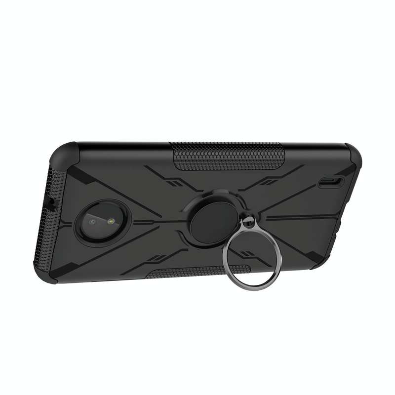 For Nokia C10 / C20 Armor Bear Shockproof PC + TPU Phone Protective Case with Ring Holder(Black)