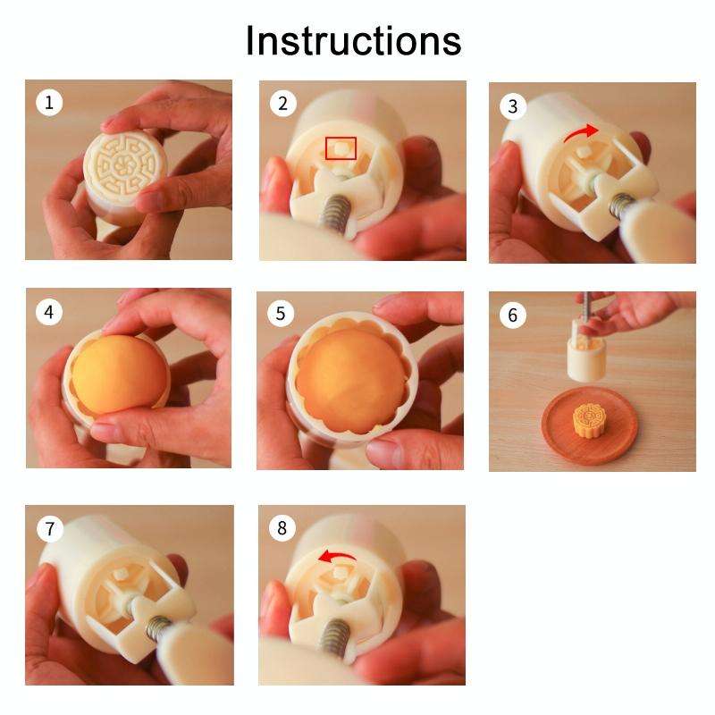 2 PCS Moon Festival Round Hand-Pressed Pastry Mold Baking Tools, Model: 30