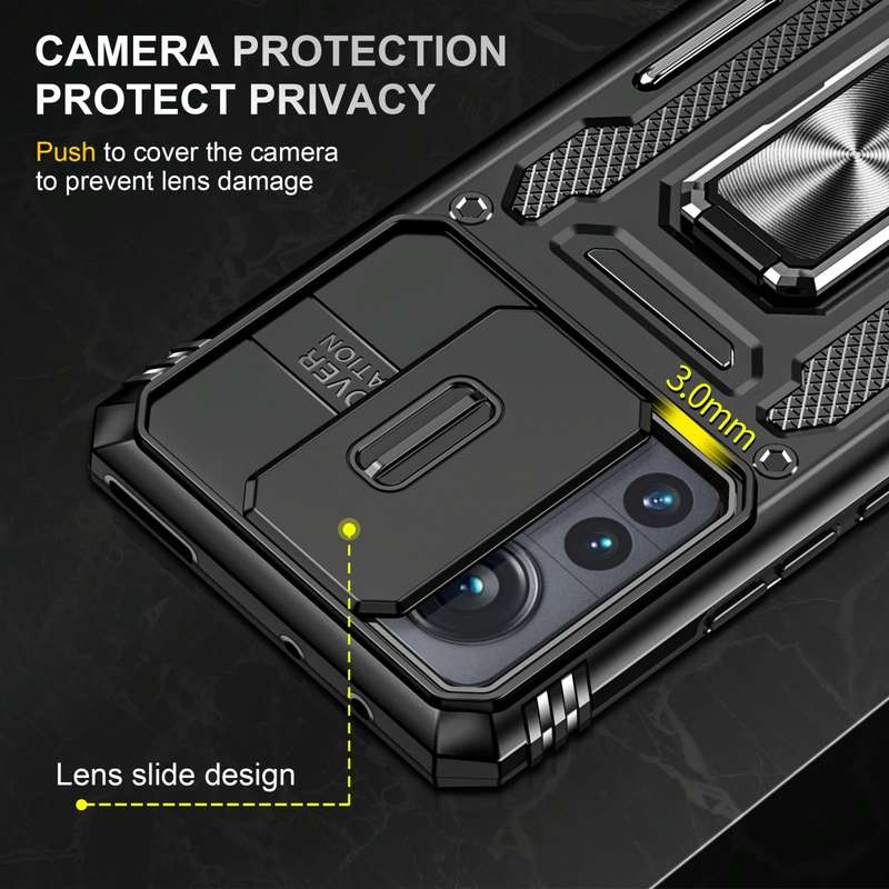 For Xiaomi 12 Pro Armor PC + TPU Camera Shield Phone Case(Black)
