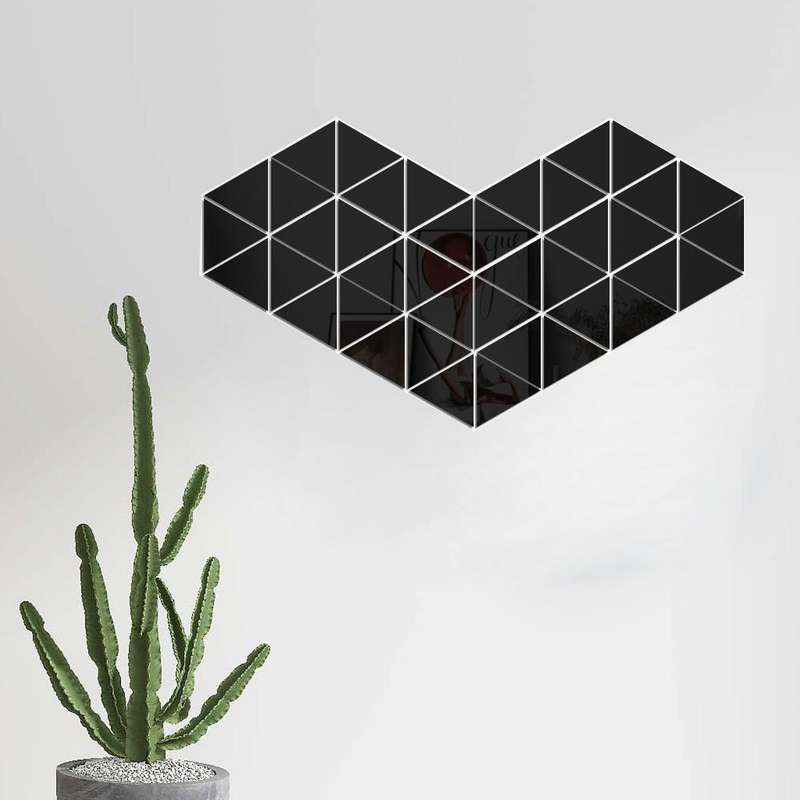 Ym300 16 PCS / Set Home Personal Wall Stickers DIY Acrylic Wall Decorative Mirror(Quartet Black)
