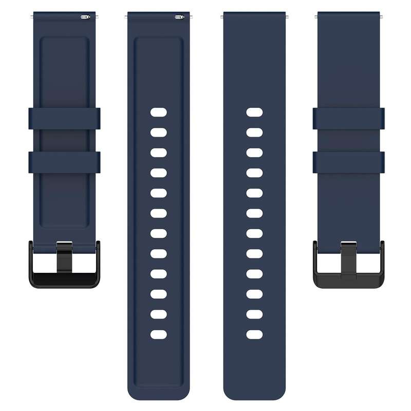 For Amazfit Bip 3 20mm Step Silicone Strap Stainless Steel Black Buckle(Midnight Blue)