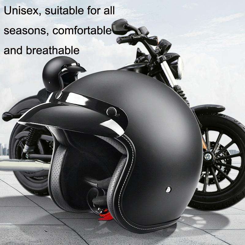 BYB 701 All Seasons Retro Motorcycle Helmet, Size: L(Bright Black)