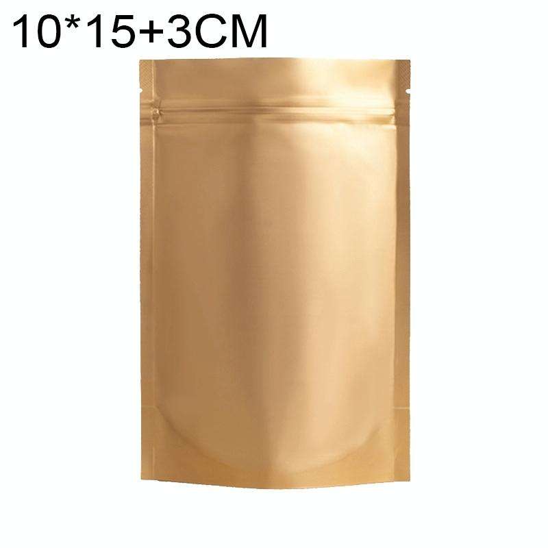 100 PCS/Set Matte Aluminum Foil Snack Stand-up Pouch, Size:10x15+3cm(Gold)