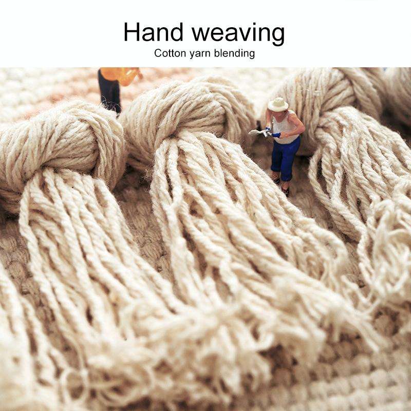 Cotton Hand-woven Bedside Carpet Home Long Fringed Anti-slip Mat, Size:60150 cm(Arashiyama)