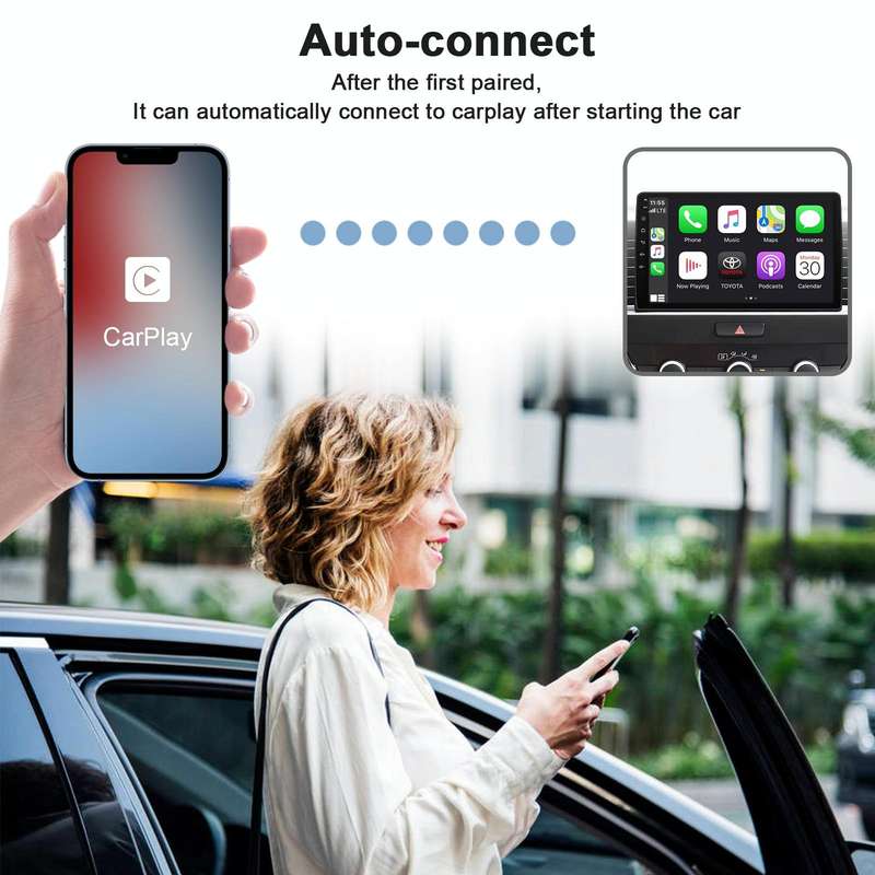 THT-020-2 USB + USB-C / Type-C Wired to Wireless Carplay Adapter for iPhone(Black)