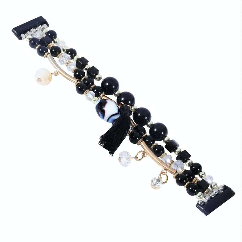 For Fitbit Versa 3 / Sense Round Bead Chain Watch Band(Black)