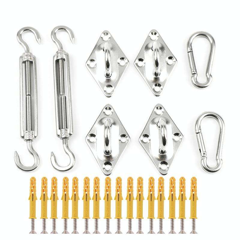 24 PCS / Set Outdoor Rectangle Shade Sail 304 Stainless Steel Accessories Outdoor Shade Flower Ba...