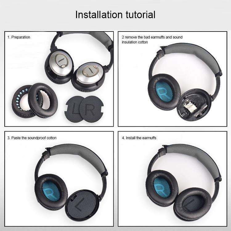 1 Pair Soft Earmuff Headphone Jacket with LR Cotton for BOSE QC2 / QC15 / AE2 / QC25 / QC35(Black...