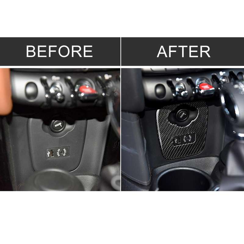 Car F Chassis Cigarette Lighter Cover Panel Carbon Fiber Decorative Sticker for BMW Mini Cooper F...