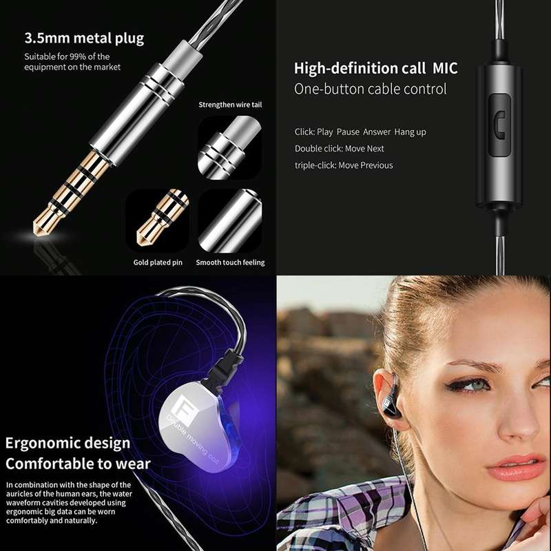 QKZ F910 In-Ear Subwoofer Dual Dynamic Earphone(Black)