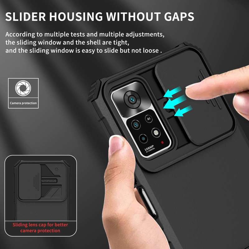 For Xiaomi Redmi Note 10 Pro Global Stereoscopic Holder Sliding Camshield Phone Case(Black)