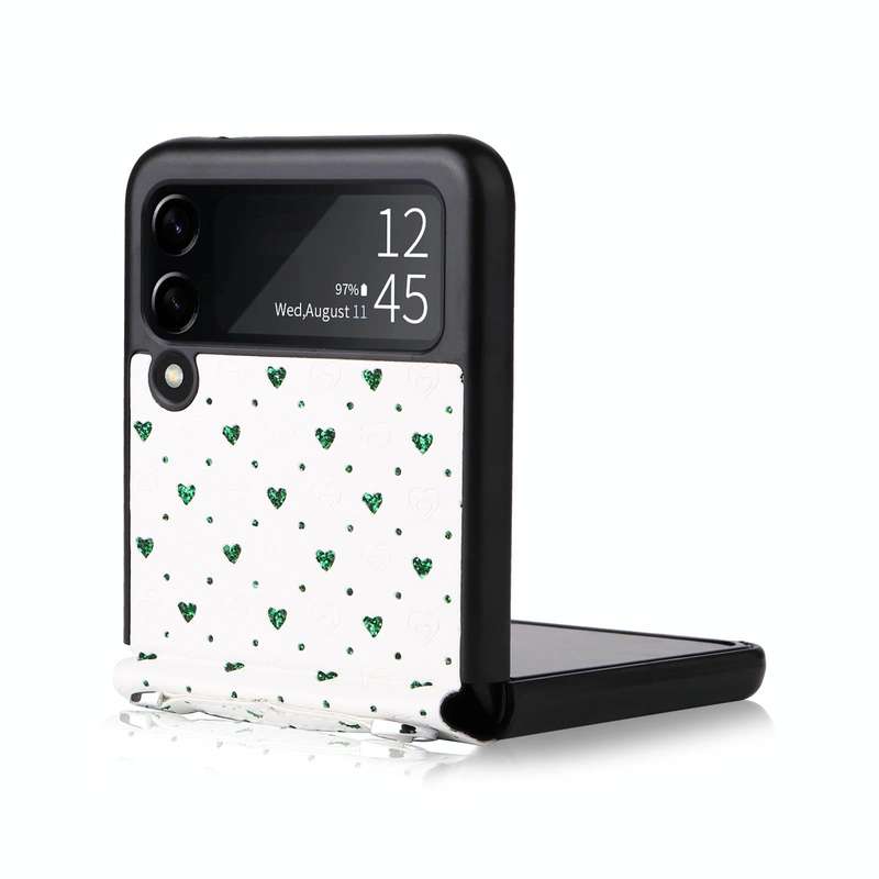 For Samsung Galaxy Z Flip3 5G Colorful Love Lanyard Phone Case(Green)