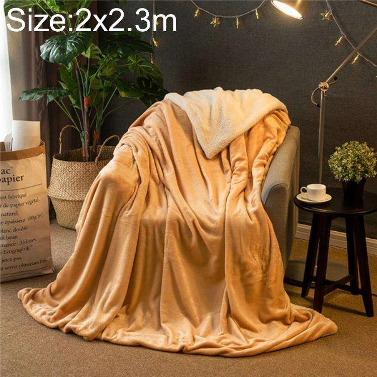 Winter Sofa Blanket Double Thick Cashmere Coral Fleece Ofice Nap Blanket, Size:2x2.3m(Camel)