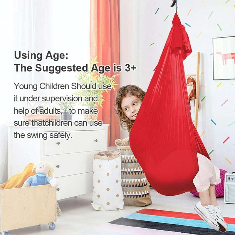 Kids Elastic Hammock Indoor Outdoor Swing, Size: 1x2.8m (Red)