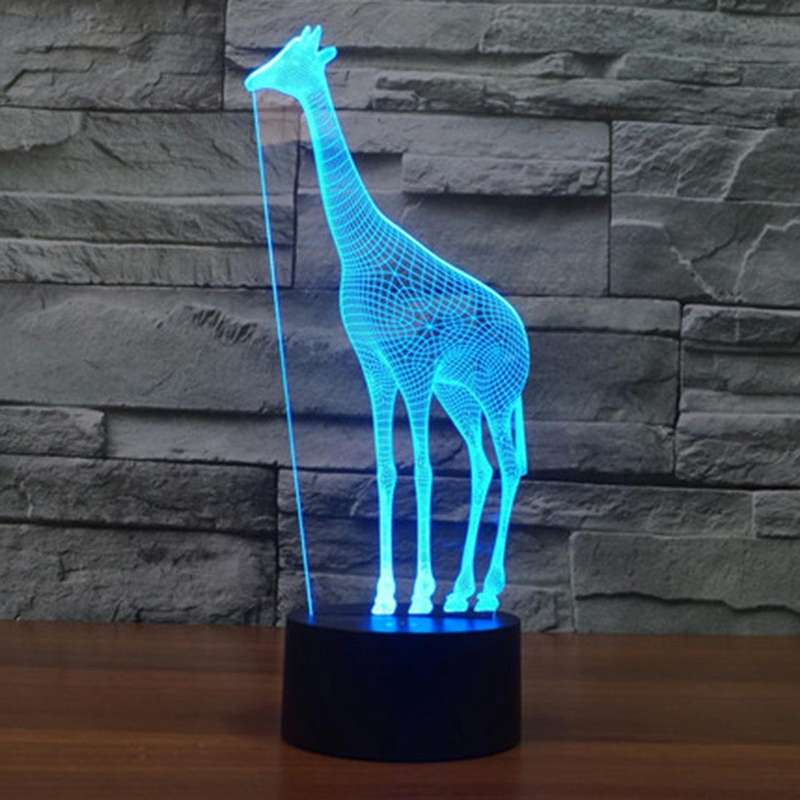 Giraffe Style 3D Touch Switch Control LED Light , 7 Color Discoloration Creative Visual Stereo La...