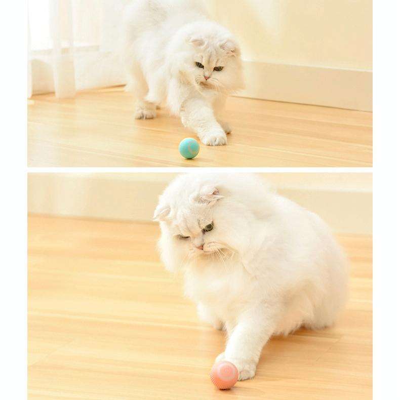 0001 Smart Gravity Teaser Cat Rolling Ball Teeth Resistant Cat Toys(Pink)