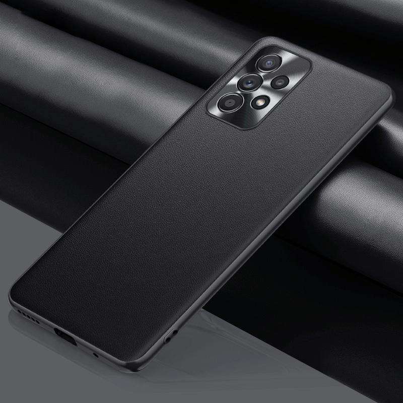 For Samsung Galaxy A73 Plain Skin Leather Phone Case(Black)