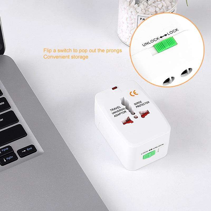 All in 1 (EU + AU + UK + US Plug) World Universal Travel Adaptor(White)