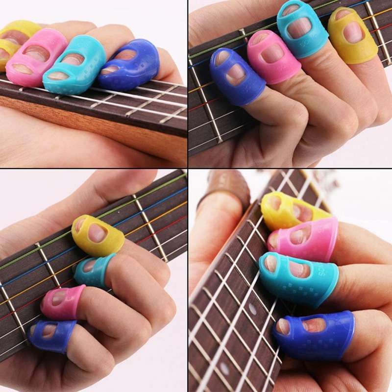 10 PCS Guitar Ukulele Stringed Instrument Finger Protector Anti-pain Finger Cap in Random Color D...
