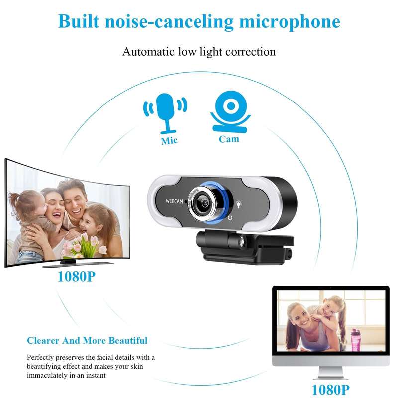 C13 1080P High-Definition Touch 3-level Brightness Web Camera Fill Light Camera Live Webcast Webc...