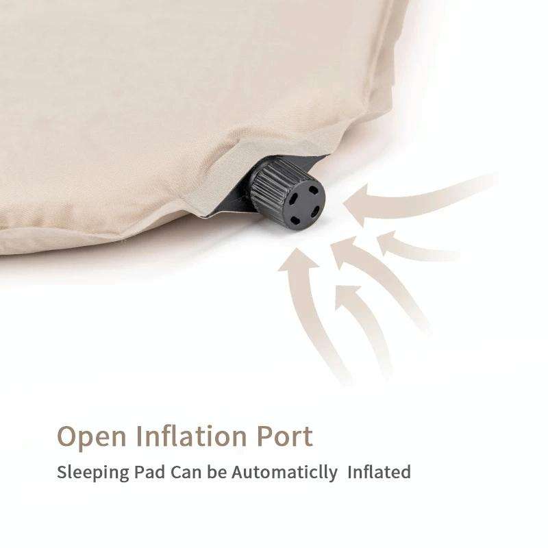 Naturehike NH20DZ002 Outdoor Camping Automatic Inflatable Sponge Sleeping Pad for Single (Almond ...