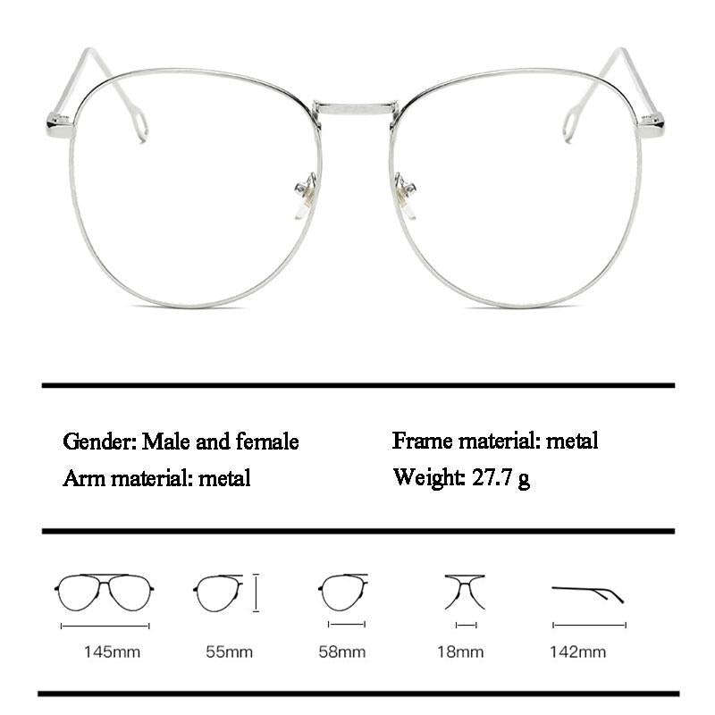 Retro Simple Round Frame Plain Glass Spectacles(Gold)