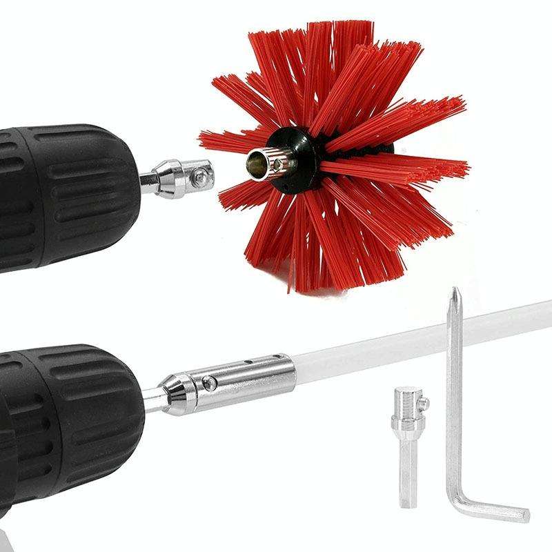 Extendable Bendable Electric Drill Chimney Brush Hood Interior Duct Brush, Size: 410mm x 6 Rods