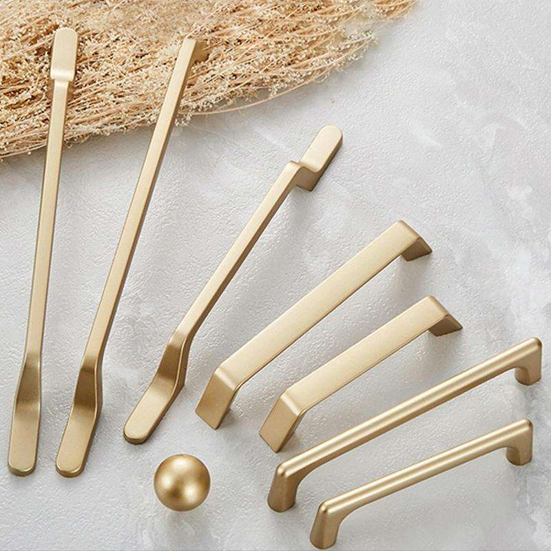 9009-256 Modern Simple Cabinet Door Handle Drawer Wardrobe Zinc Alloy Handle(Gold)