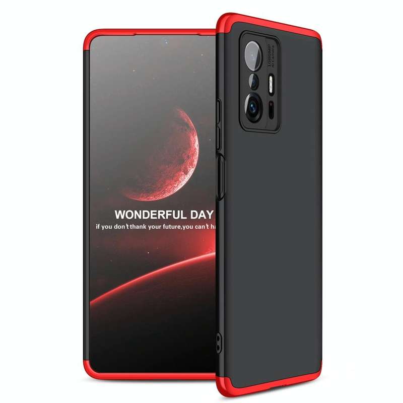 For Xiaomi Mi 11T GKK Three Stage Splicing Full Coverage PC Phone Case(Black Red)