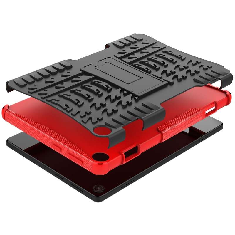 For Lenovo Tab M10 3rd Gen Tire Texture TPU + PC Tablet Case with Holder(Red)