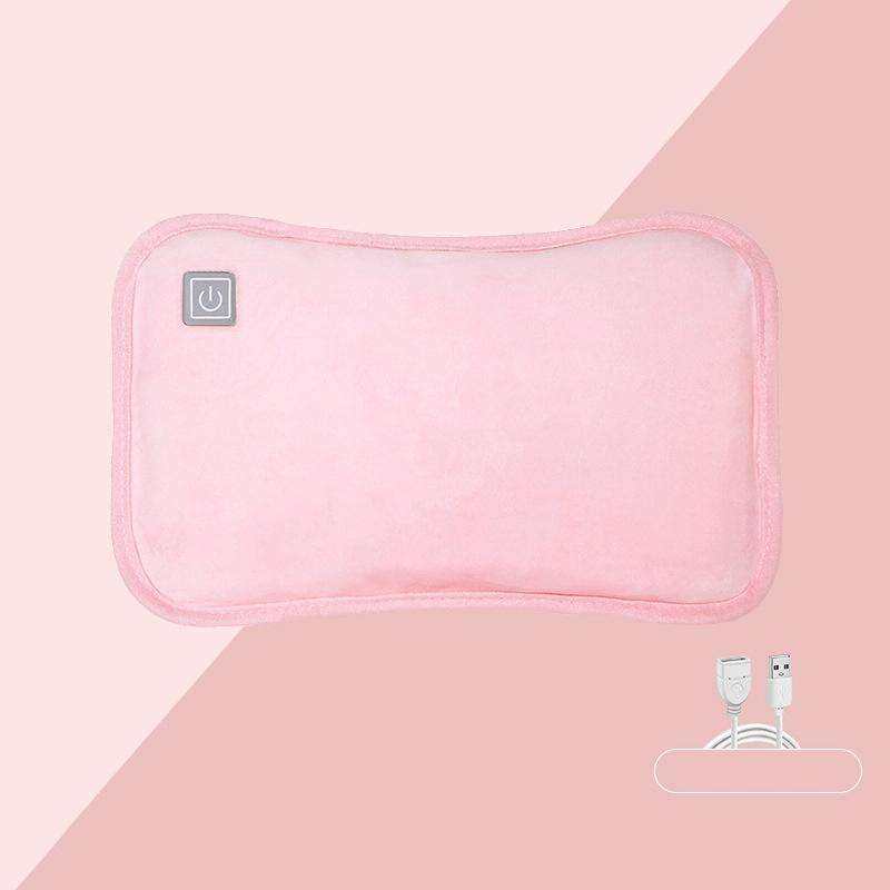 Waterless Graphene Hot Water Bag Rechargeable Hand Warmer,Style: Pillow Version 3 Gear(Pink)
