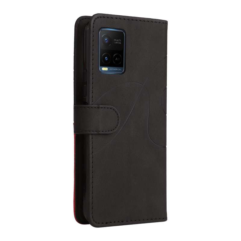 For vivo Y21 2020/Y21s/Y33s Dual-color Splicing Horizontal Flip PU Leather Case with Holder & Car...