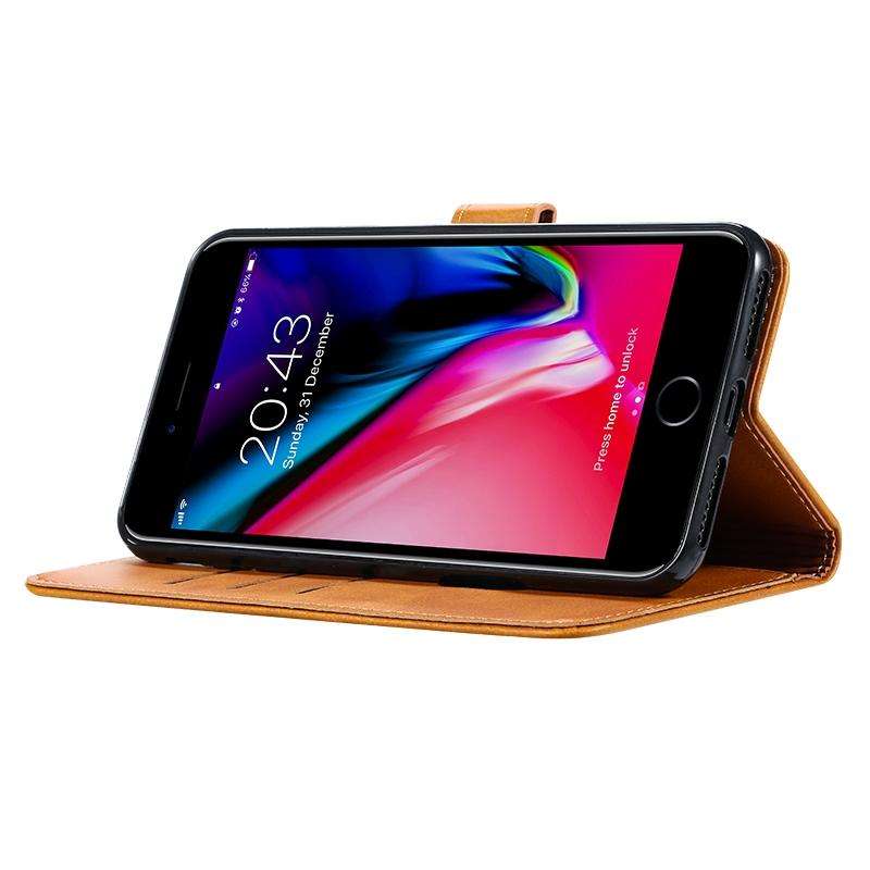 For iPhone 8 Plus / 7 Plus GUSSIM Magnetic Horizontal Flip Leather Case with Holder & Card Slots ...
