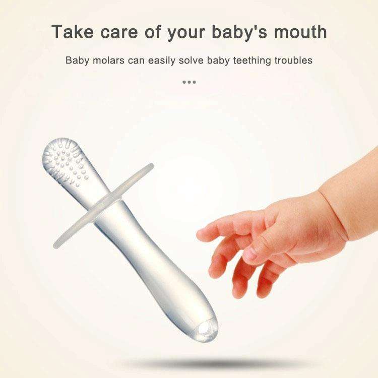 Baby Silicone Molar Stick Baby all Silicone Molar Stick Bite Teether(Transparent)