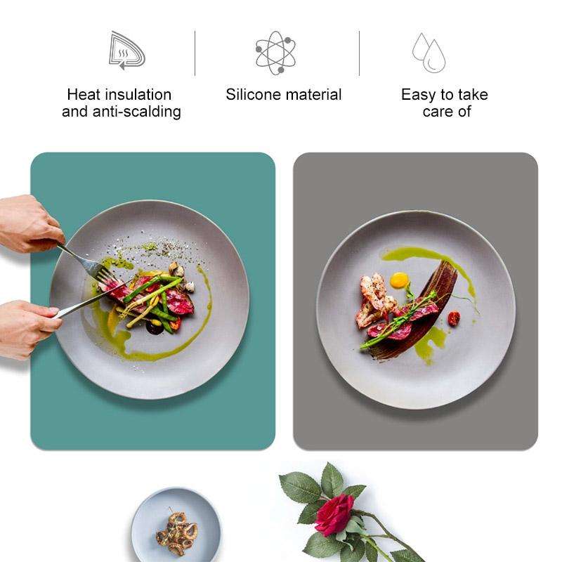 Nordic Style Food Grade Silicone Pad Tableware Environmental Insulation Pad Placemat(Dark Gray)