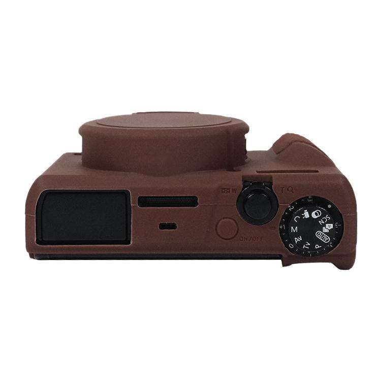 For Canon PowerShot G7 X Mark III / G7X3 Soft Silicone Protective Case with Lens Cover(Coffee)