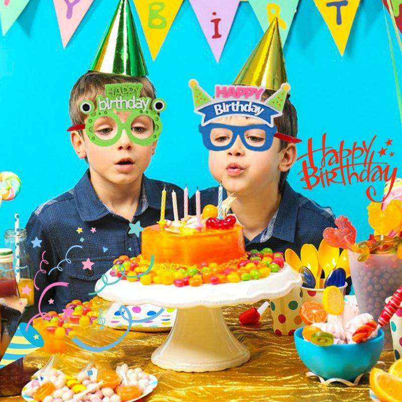 2 PCS Funny Glasses Birthday Party Cartoon Decoration Photo Props, Shape: Blue Birthday Hat