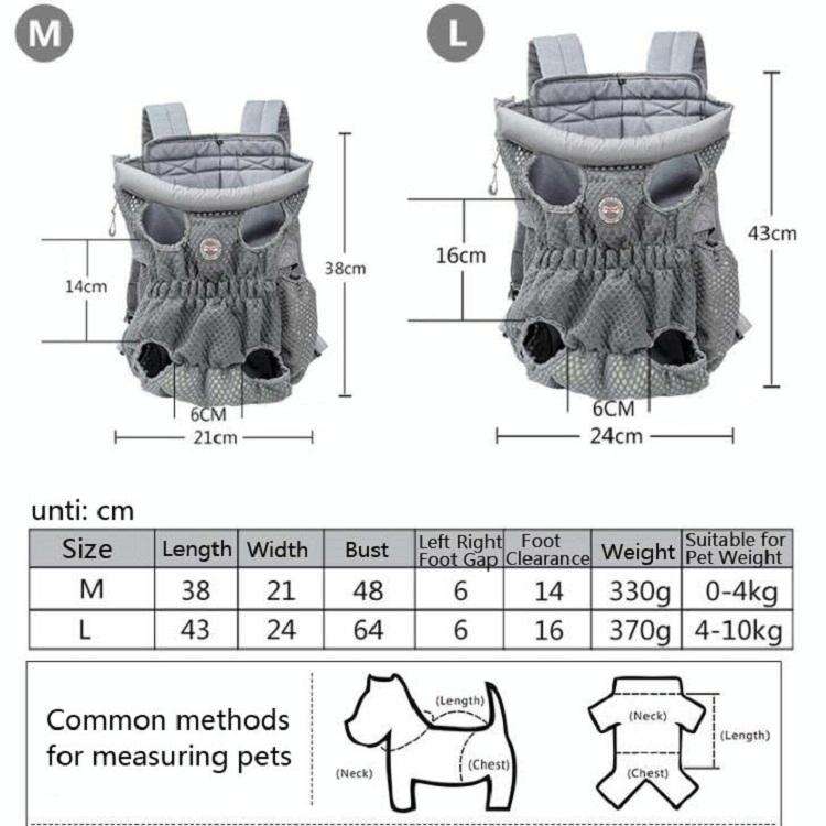 Doglemi Pet Outing Backpack Dog Shoulder Chest Bag Breathable Mesh Dog Cat Bag, Size:L(Pink Gray)
