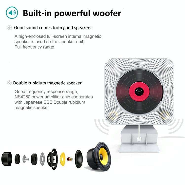 The Second Generation Portable Digital Display Bluetooth Speaker CD Player with Remote Control (W...