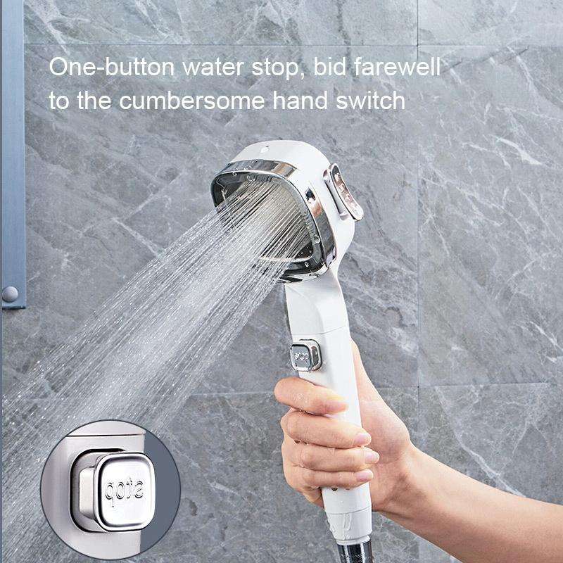 Pressurized Shower Head Four-speed Handheld Shower Set,Style: Pink Blue