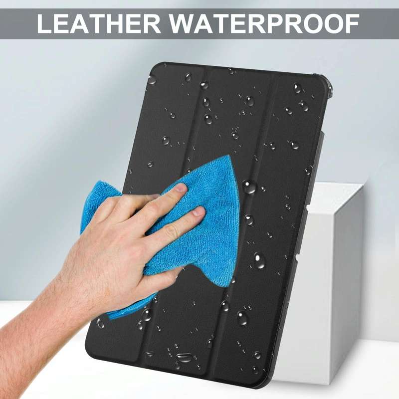 For Nokia T20 Three-folding Holder Custer Texture Leather Tablet Case(Black)