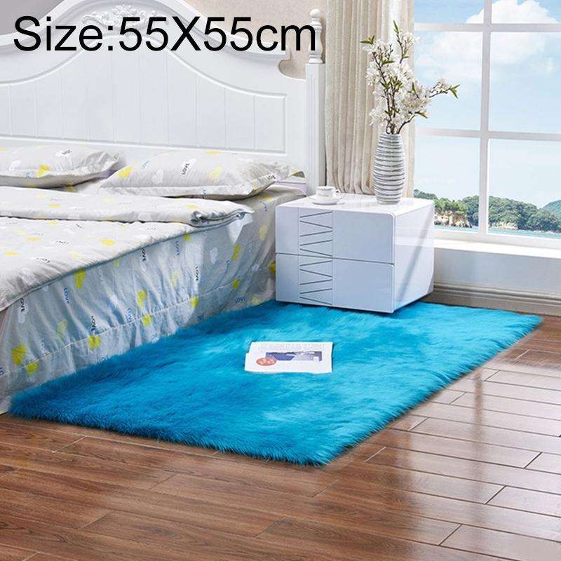 Luxury Rectangle Square Soft Artificial Wool Sheepskin Fluffy Rug Fur Carpet, Size:55x55cm(Dark B...